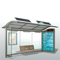 City outdoor furniture solar power advertising bus stop shelter
