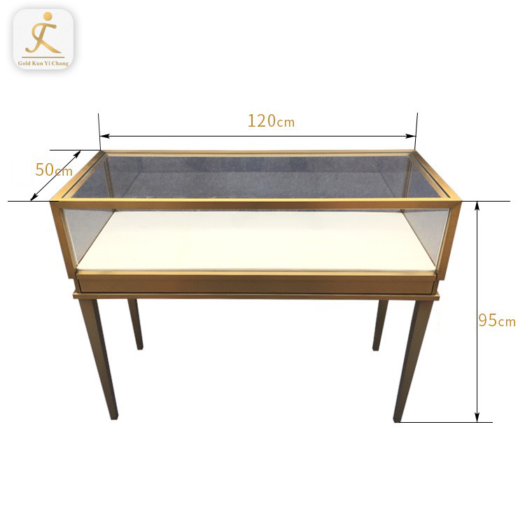 Custom Modern Stainless Steel Accessories Watch Cabinet Stand Glass Panel Jewelry Display Showcase