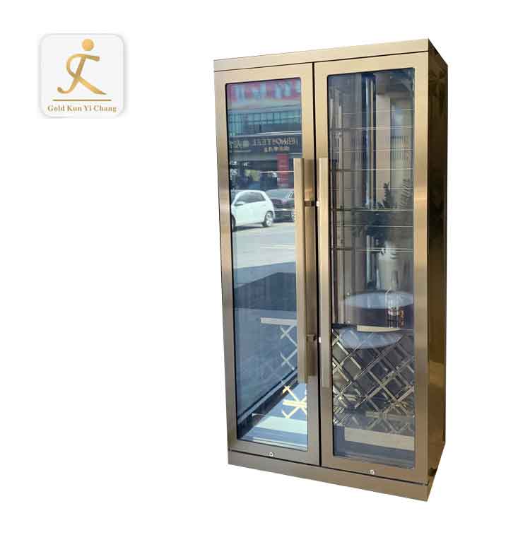 Professional customized metal antique gold wine cabinet stainless steel modern wine cabinet