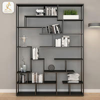 Home floor minimalist art creative study office partition shelf simple modern black stainless steel bookcase bookshelf rack