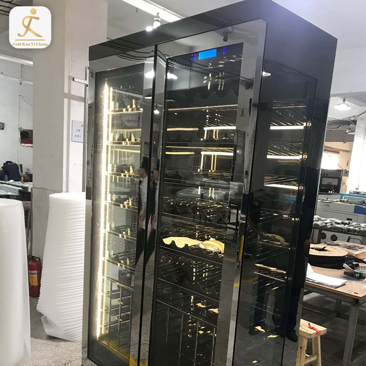 Stainless Steel Led Light Wine Refrigeration Cabinet Commercial Use Restaurant Stainless Steel Modern Wine Refrigerator