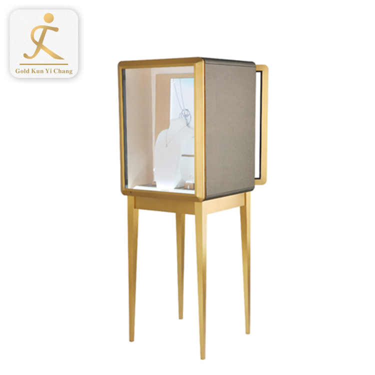 modern luxury glass jewelry shop display counter custom design stainless steel frame cabinet showcase