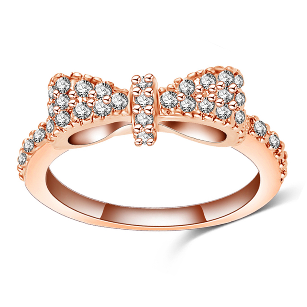 Simple bespoke bow design cubic zirconia 925 silver wedding rings