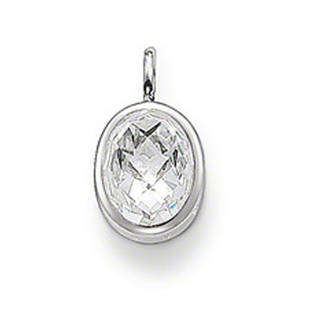 Oval shape crystal stone silver fashion men's eagle pendant