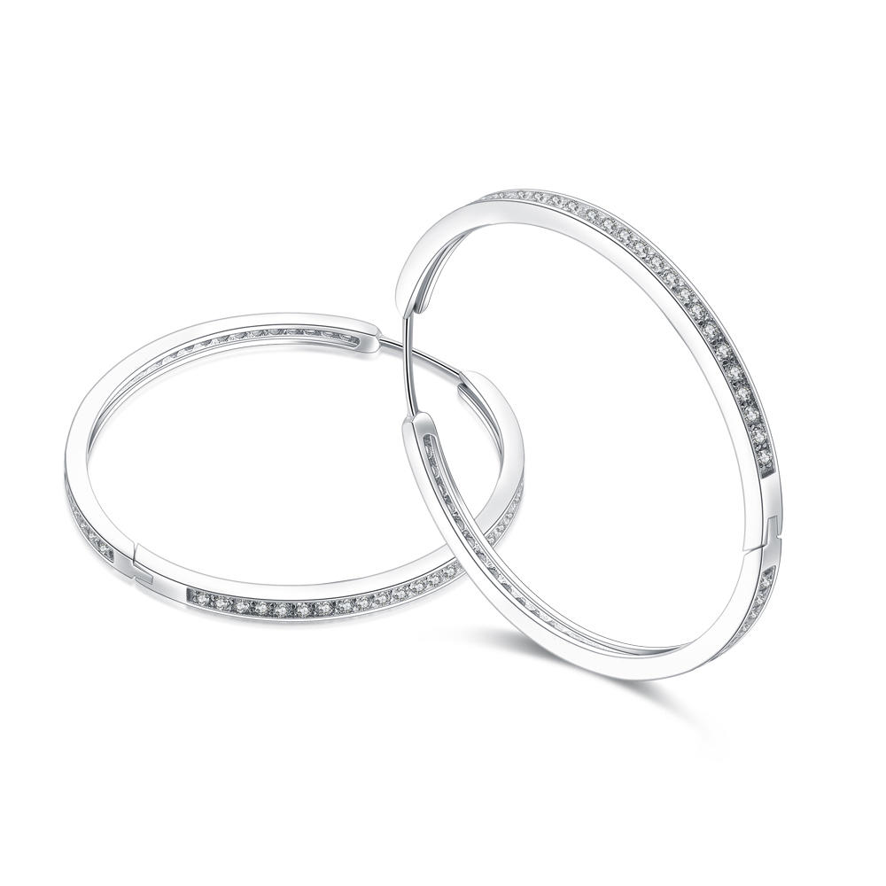 product-2020 Latest Model Cz Inlaid Silver Fashion Hoop Earrings-BEYALY-img-3