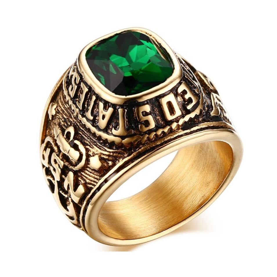 American Navy army souvenir green stone best friend rings