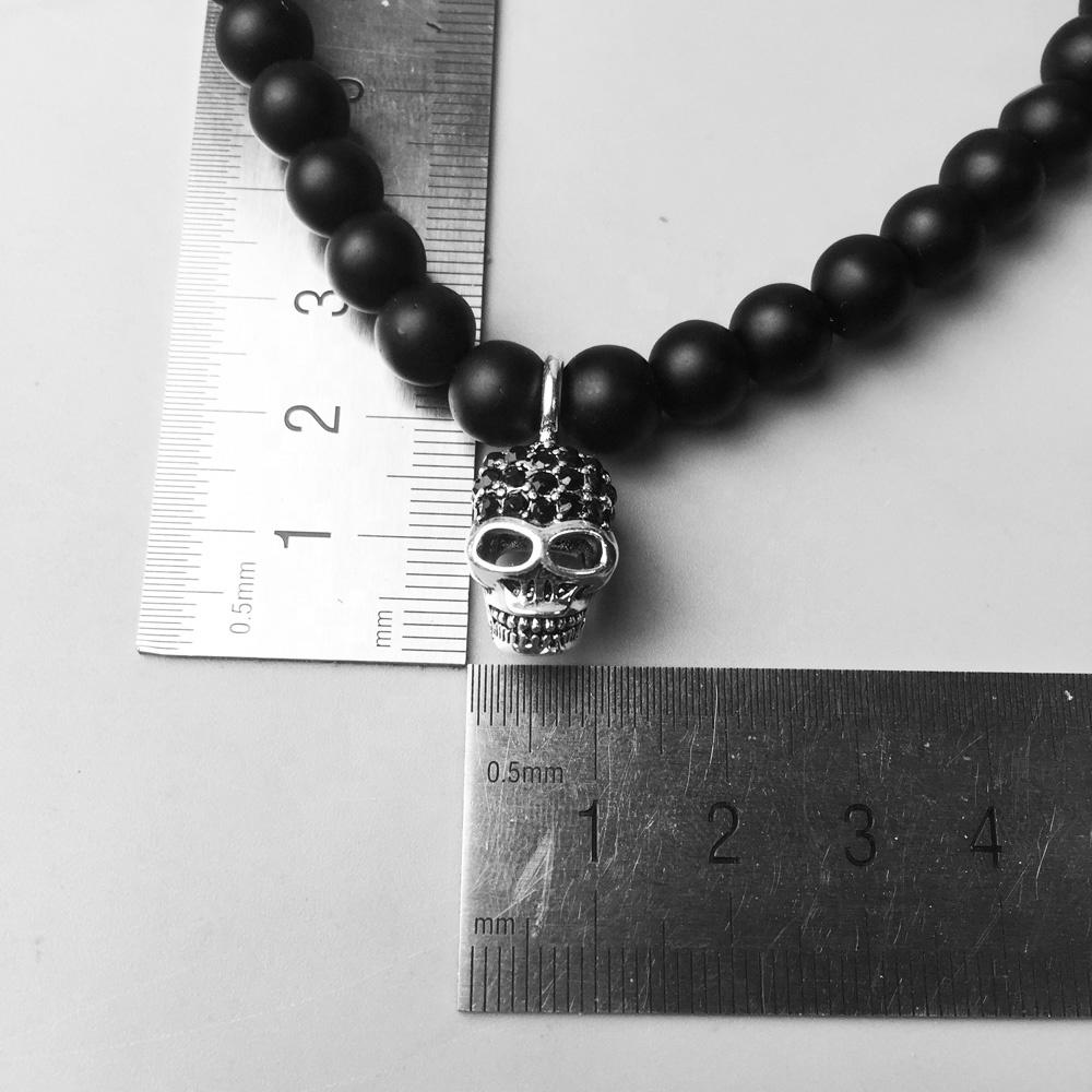 product-BEYALY-New Black Cz Charm Necklace Silver Skull Obsidian Beads Jewelry-img-2