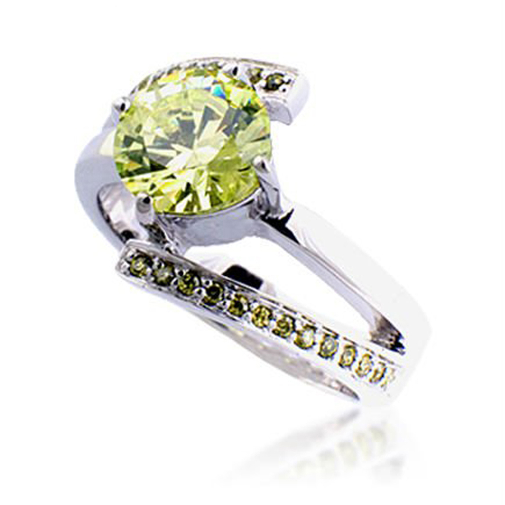 Fancy Green Color Stone Music Note Engagement Ring