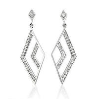 2019 new model cz inlaid rhombus silver stick on earrings for adults