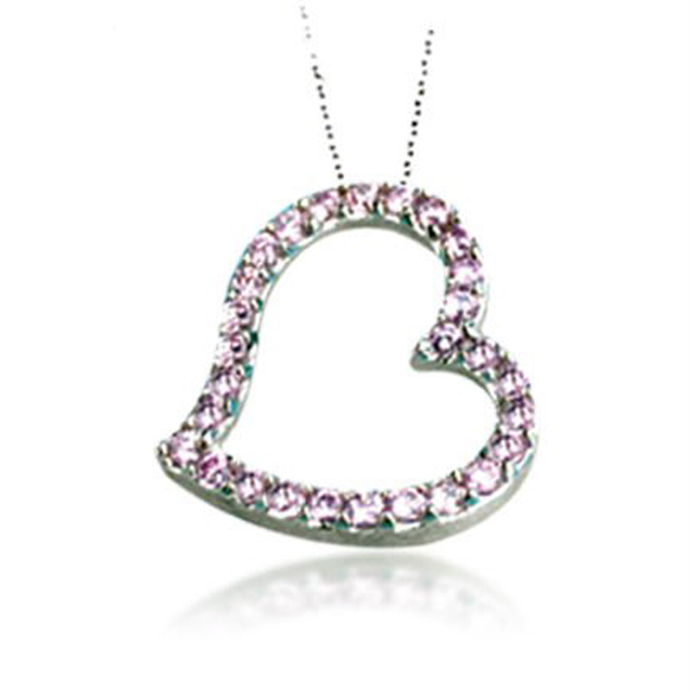 Pink cz set heart silver sublimation blanks pendants