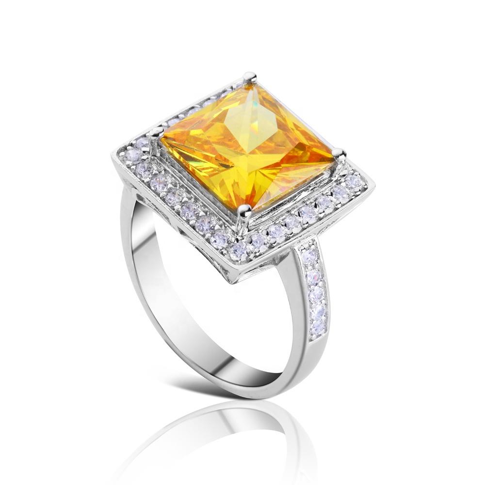 product-BEYALY-Square Design Yellow Stone Silver Bijoux 925 Rings-img-2