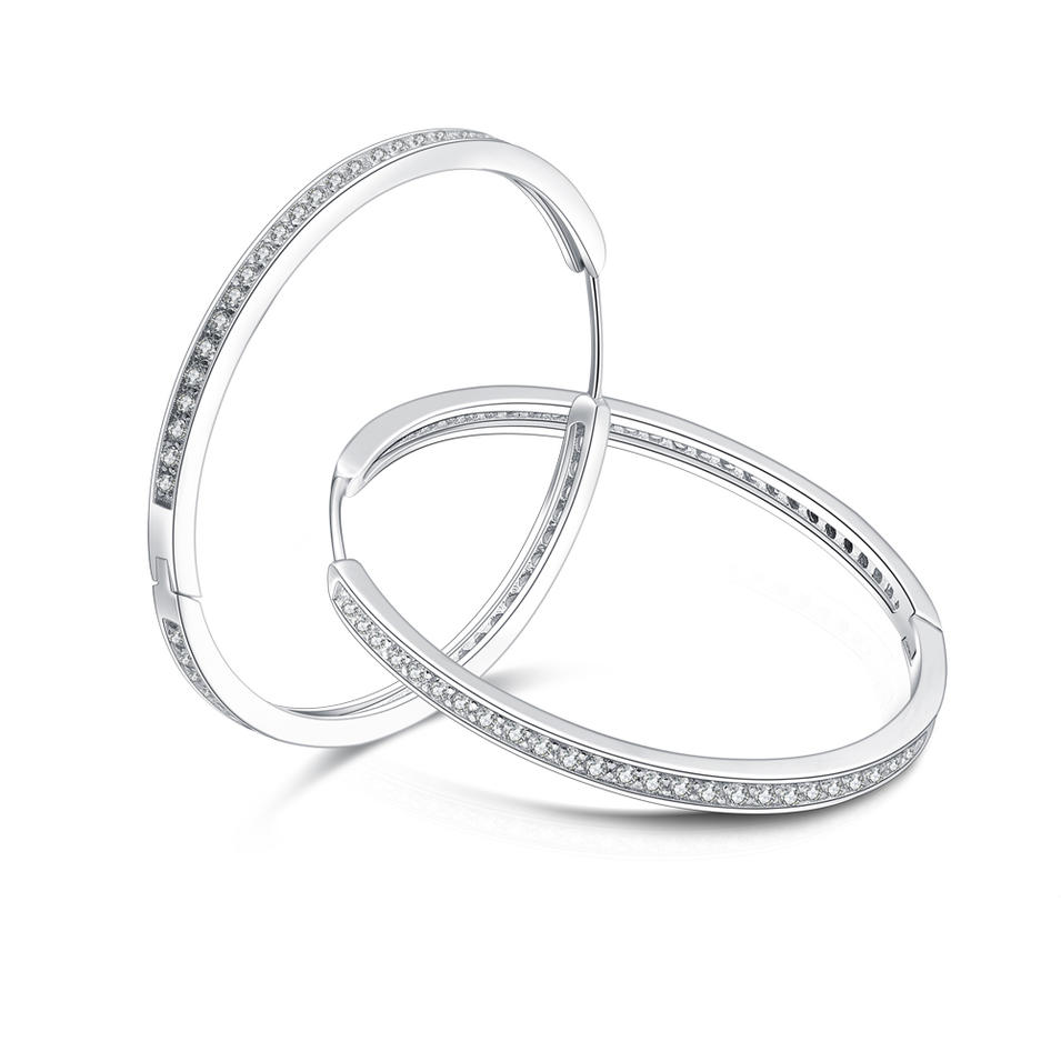 2020 Latest Model Cz Inlaid Silver Fashion Hoop Earrings