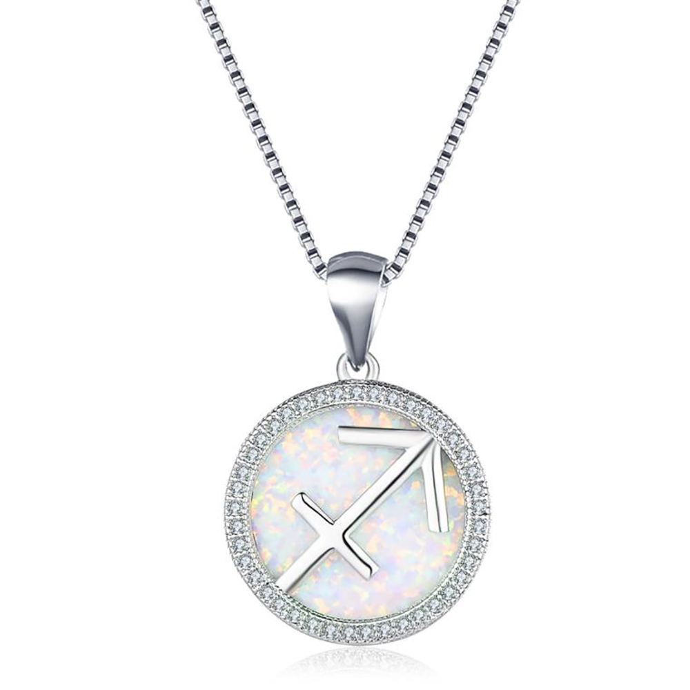 Fashion Silver Sagittarius Zodiac Sign Necklace With Cz