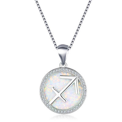 Fashion Silver Sagittarius Zodiac Sign Necklace With Cz