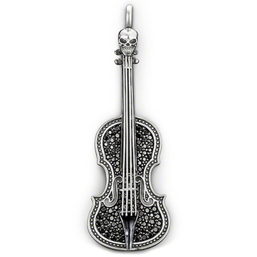Black stone violin shape silver latest jewelry set