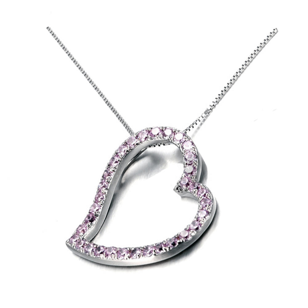 product-Pink cz set heart silver sublimation blanks pendants-BEYALY-img-3