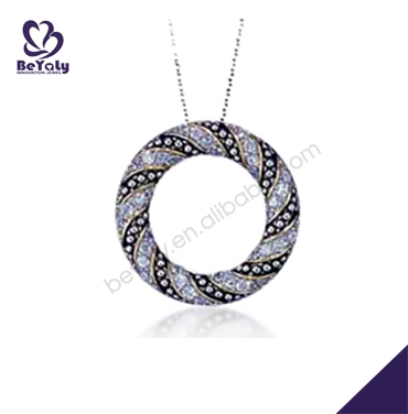 Refined circle design wholesale silver cz stone jewellery set