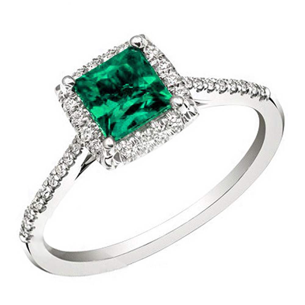High Quality Cubic Stone Silver Handmade Finger Mens Emerald Rings