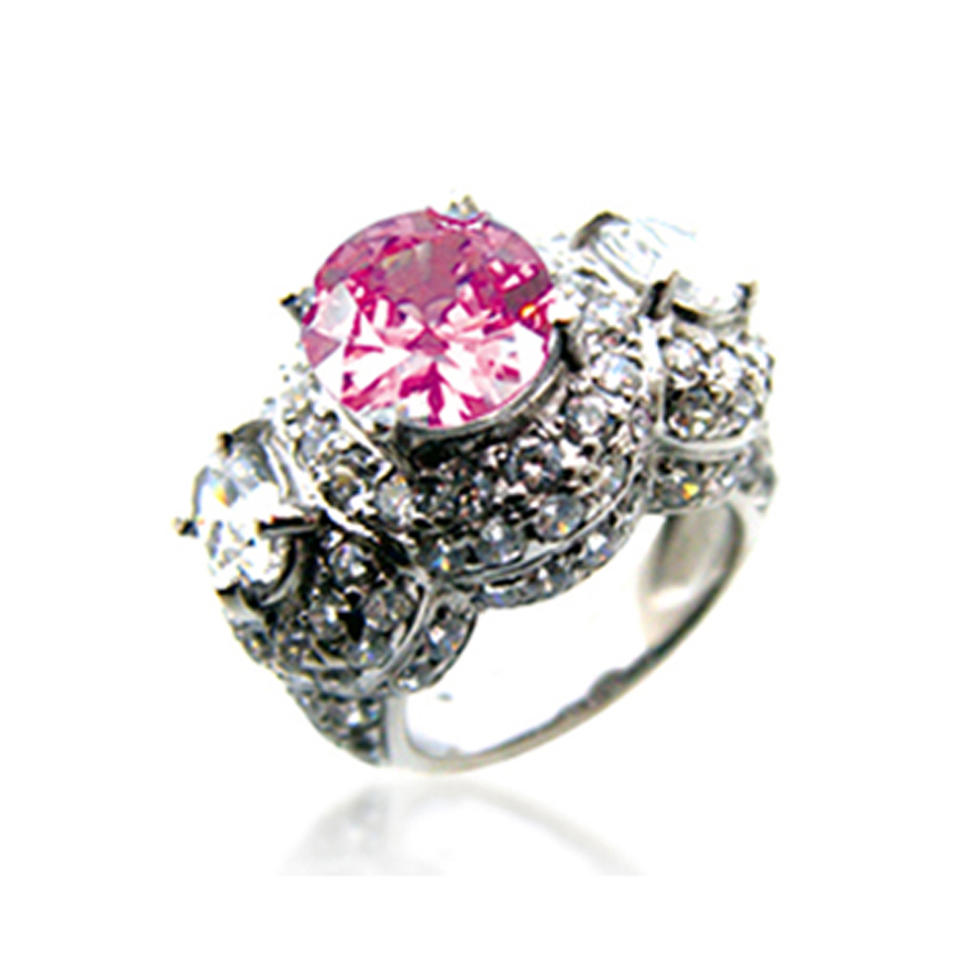 Pink gemstone jewelry wholesale pave diamond snake silver rings