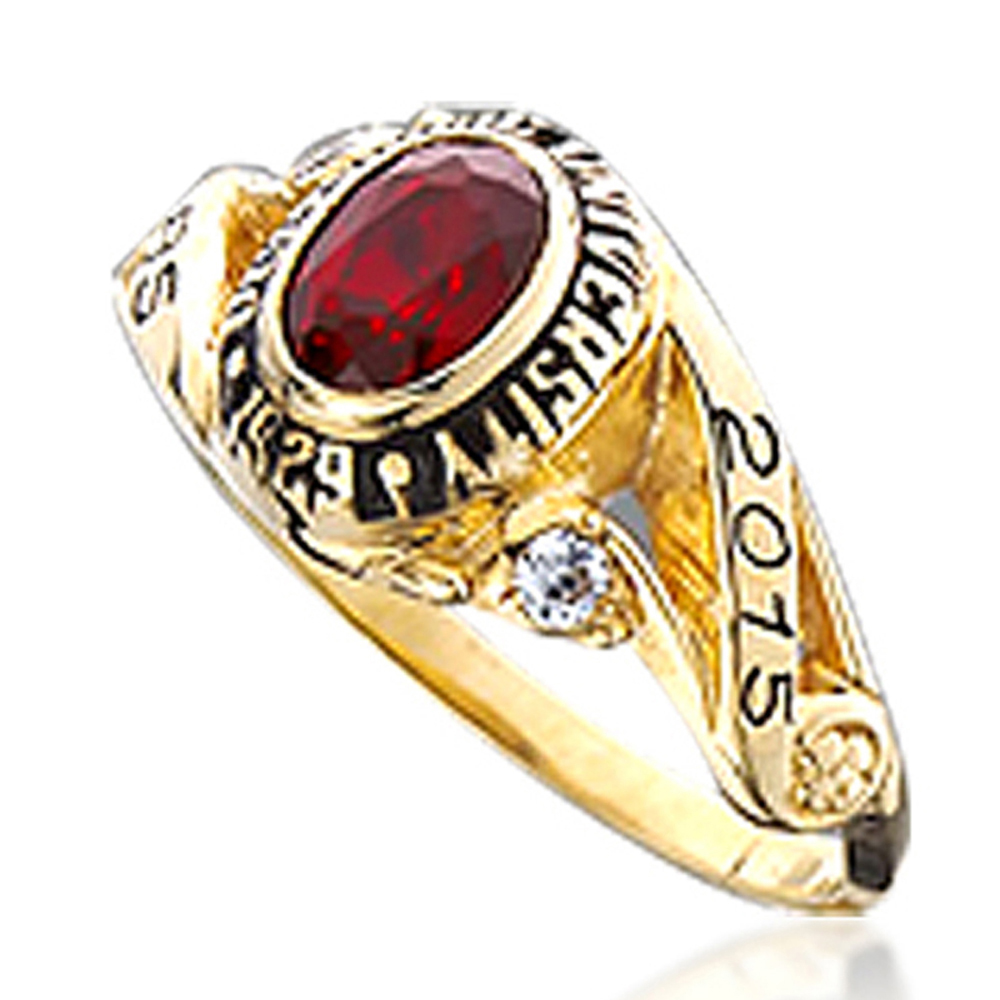 Red Gemstone Graduation 18K Gold Plated 925 Silver Single Stone Rings