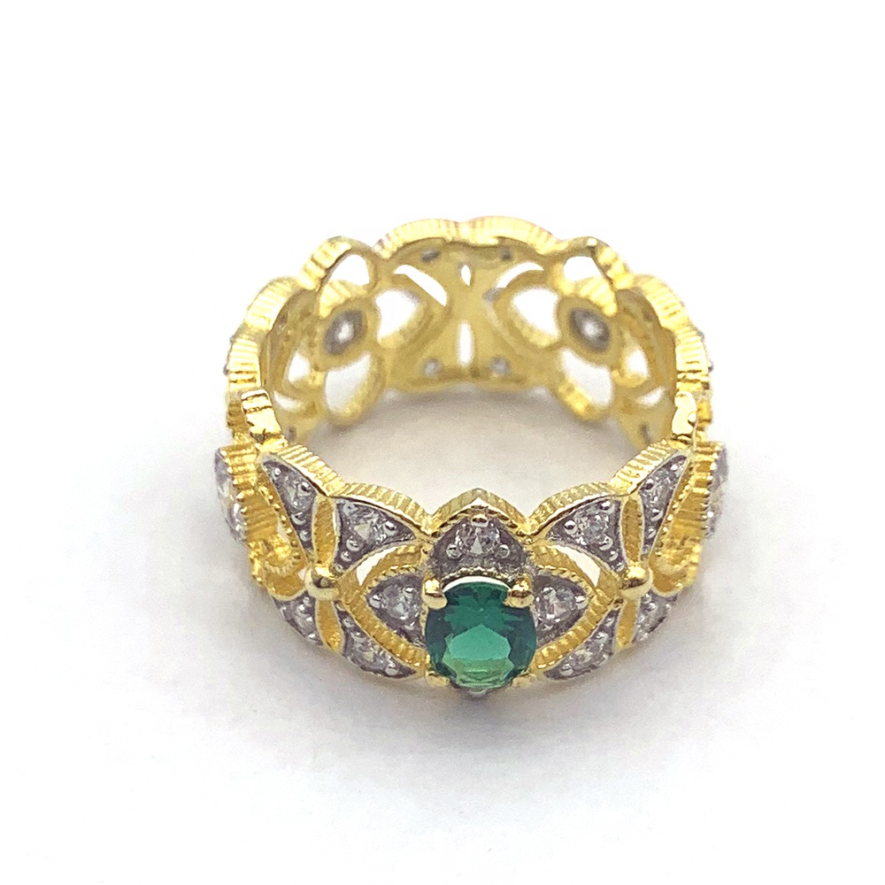 Gold plated boutique copper zircon silver diamond jewellery ring