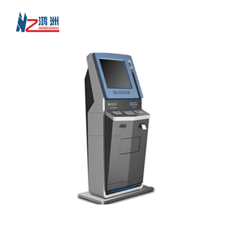 Free stand big touch screen LED self service kiosk with cash receiver barcode scanner