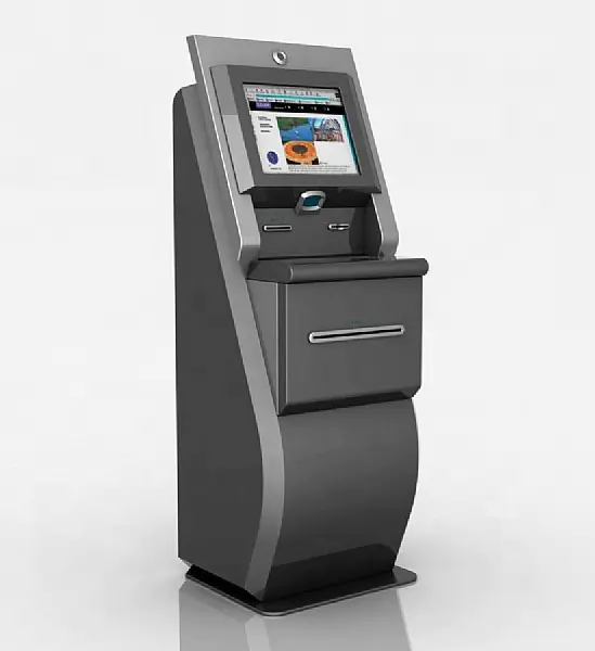 Cash payment kiosk bills and coins in shopping mall kiosk in house for vending