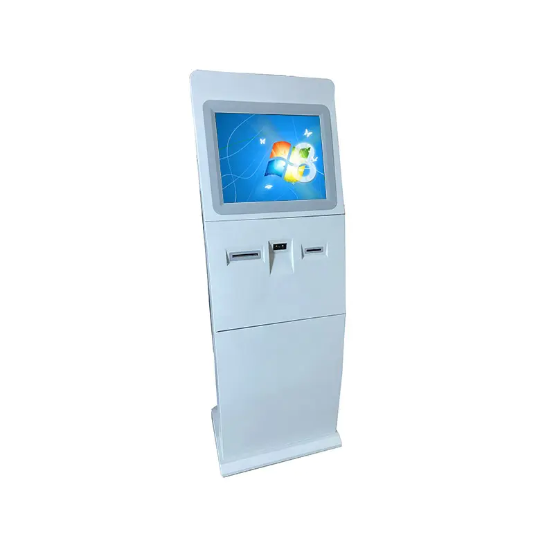 Hotel check in self service kiosk for ordering with thermal printer and camera parts