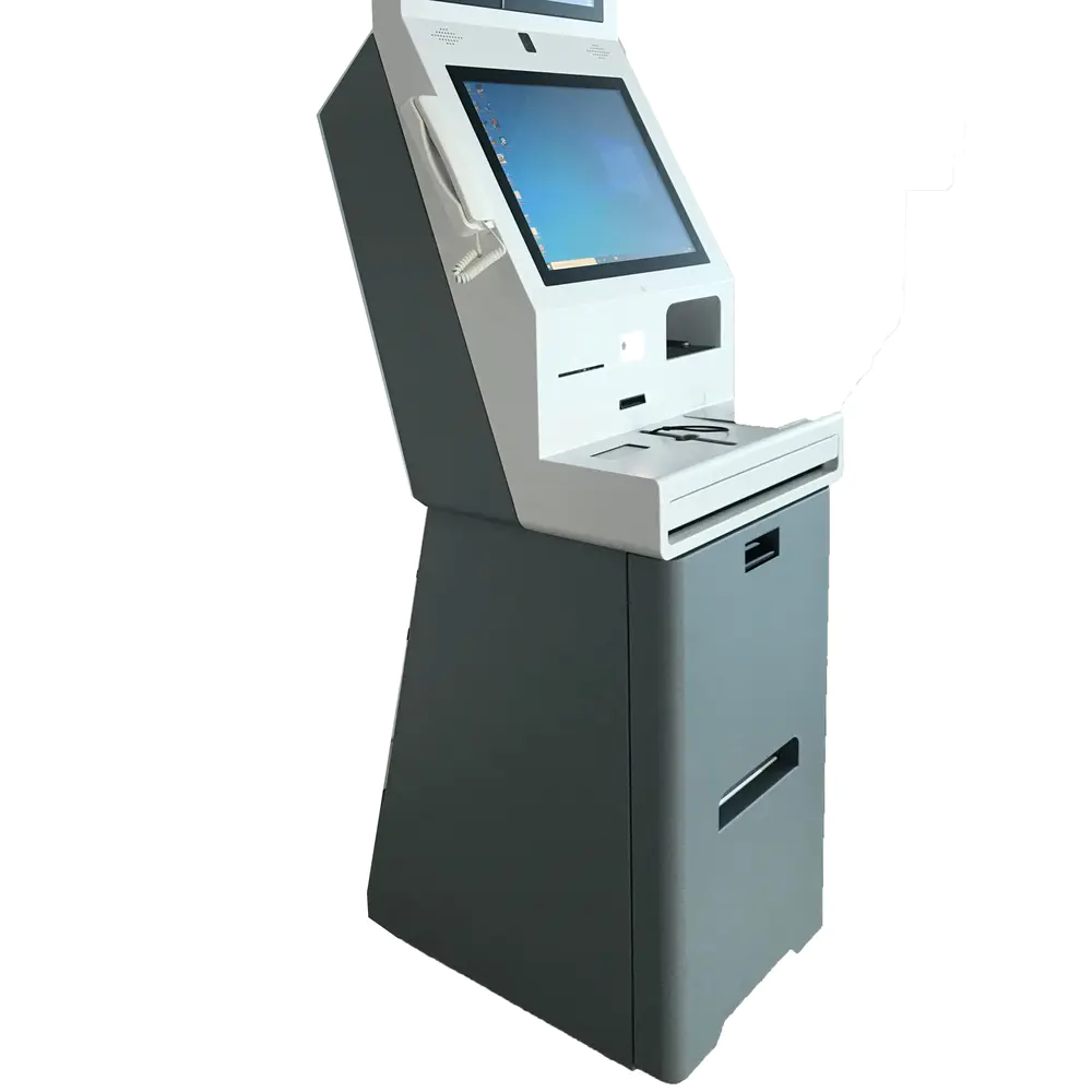 19 inch touch screen card dispenser automation self hotel check in kiosk