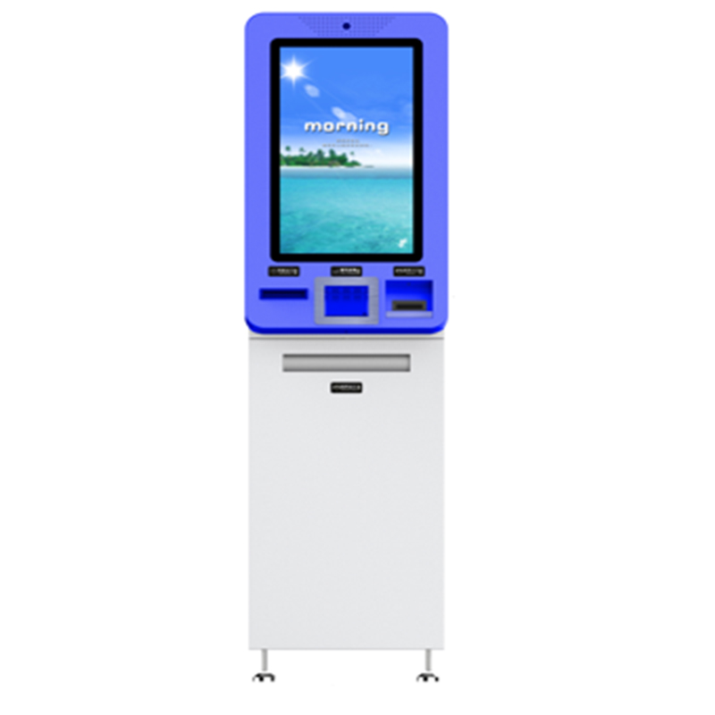 digital signage interactive hotel check in check out kiosk with card writing reading