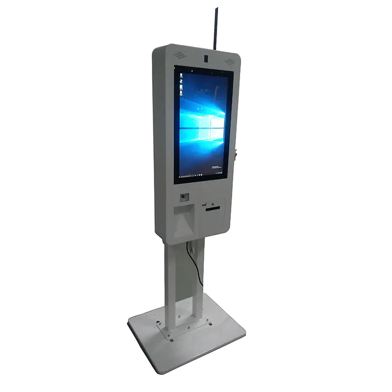 restaurant kiosk with QR code scanner printing tailormade touchscreen digital signage solution