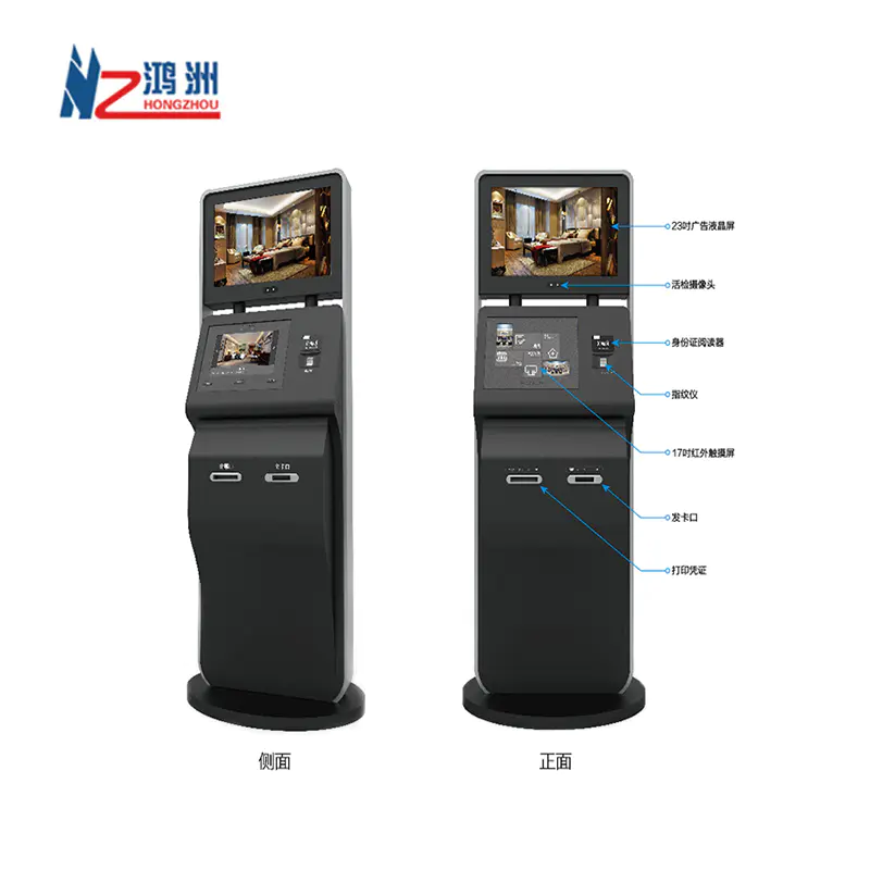 Dual Screen RFID Room Card Dispenser Hotel Check in Kiosk