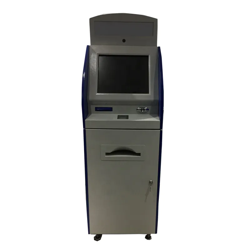 Touch screen kiosk with card dispenser interactive ticket for retail in shopping mall