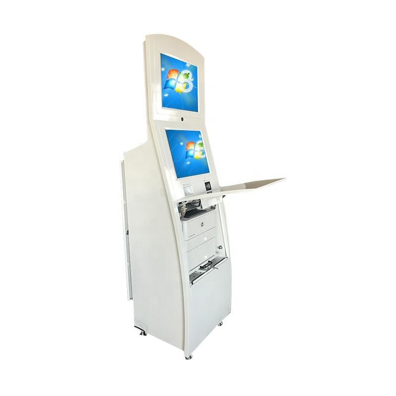 Self service register kiosk for self ordering with cash accept card dispenser android system