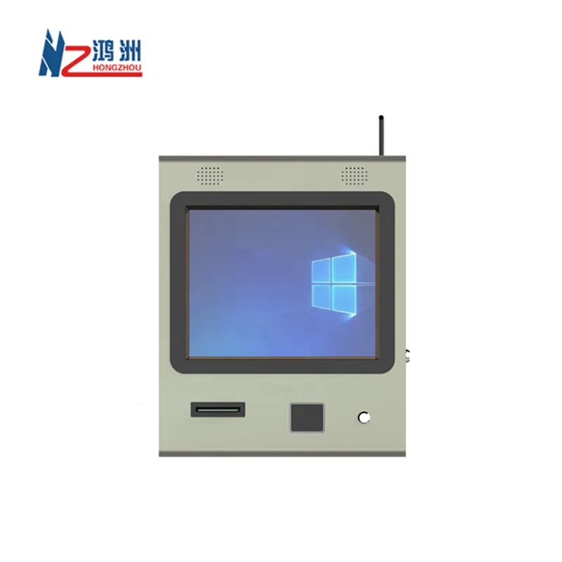 wall mounted cashless payment kiosk with printer and barcode scanner