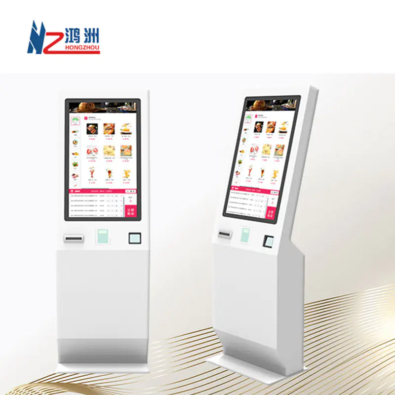 ODM floor standing capacitive self order kiosk in restaurantwith cash dispenser function