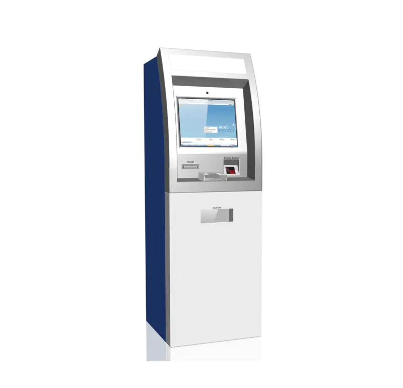 WIFI touch screen payment kiosk with printer and card reader cash dispenser kiosk in convenience store with camera