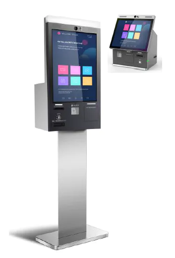 standing touchscreen SIM card dispensing kiosk for telecommunication store mobile phone store
