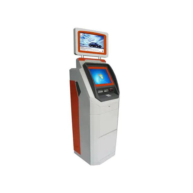 21.5inch self-service kiosk touchscreen hotel check in kiosk with card dispenser
