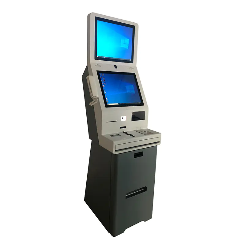 Floor stand 21.5 inch self service touch screen check in kiosk for hotel