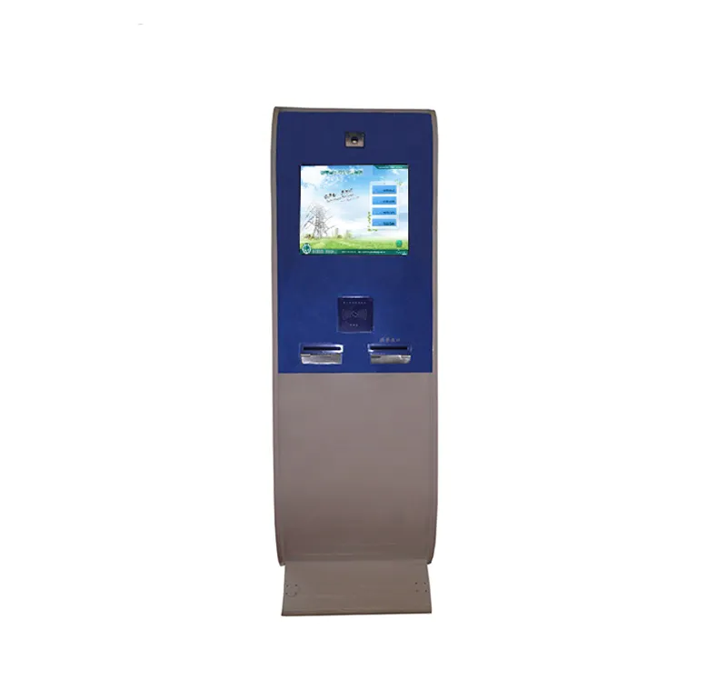 Hotel check in self service kiosk for ordering with thermal printer and camera parts
