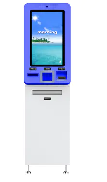 digital signage interactive hotel check in check out kiosk with card writing reading