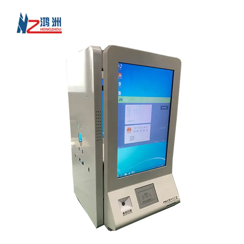 wall mounted cashless payment kiosk with printer and barcode scanner