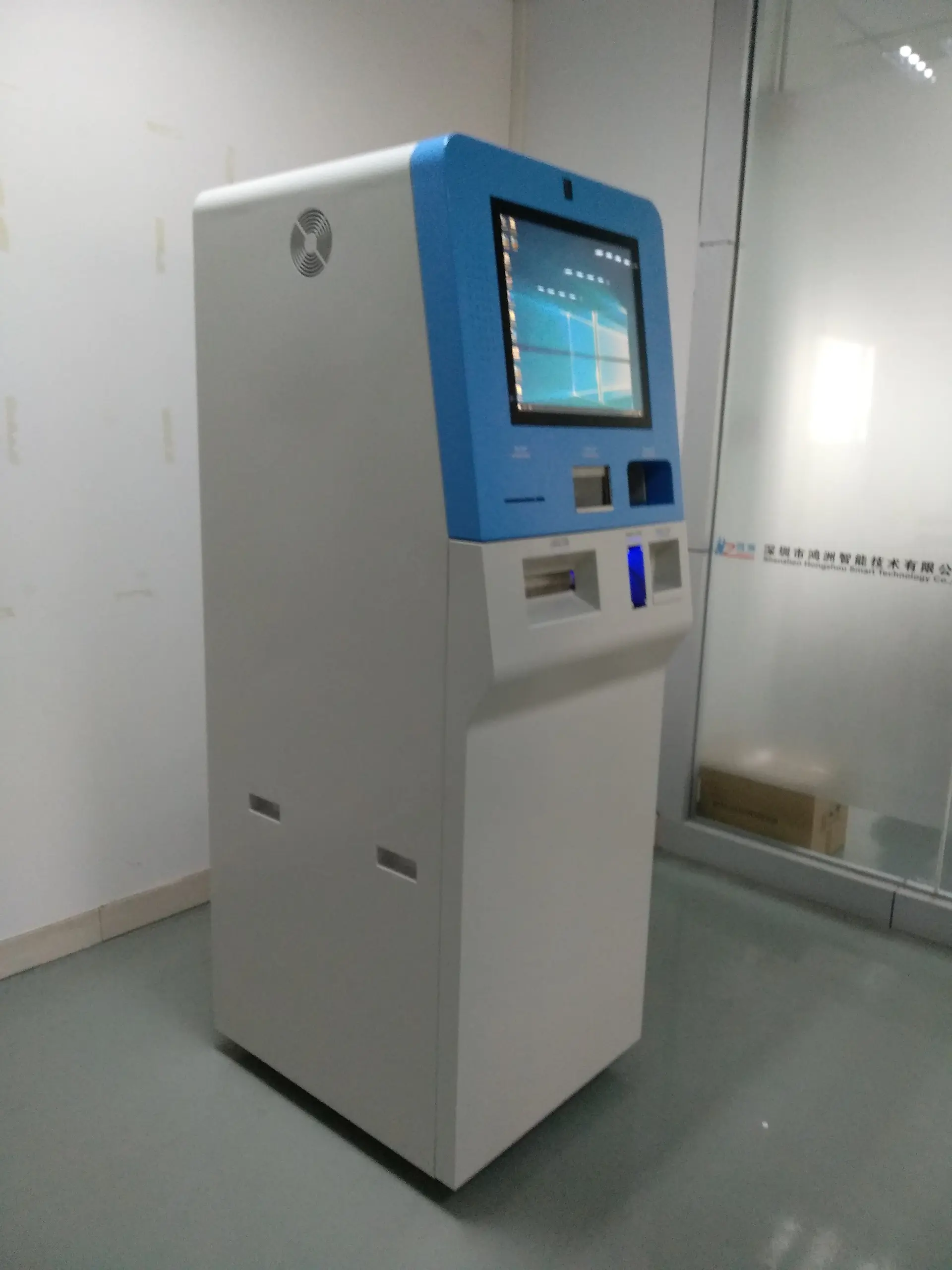 elegant foreign currency exchange kiosk with coin accepting cash aceepting