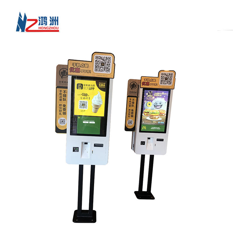 32'' self service touch screen order fast food payment kiosk with thermal printer and QR code scanner