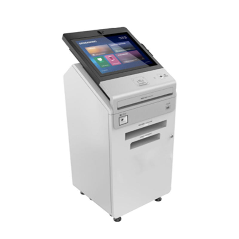 Interactive E-Goverment Kiosk with printing QR code scanner identification card recognition