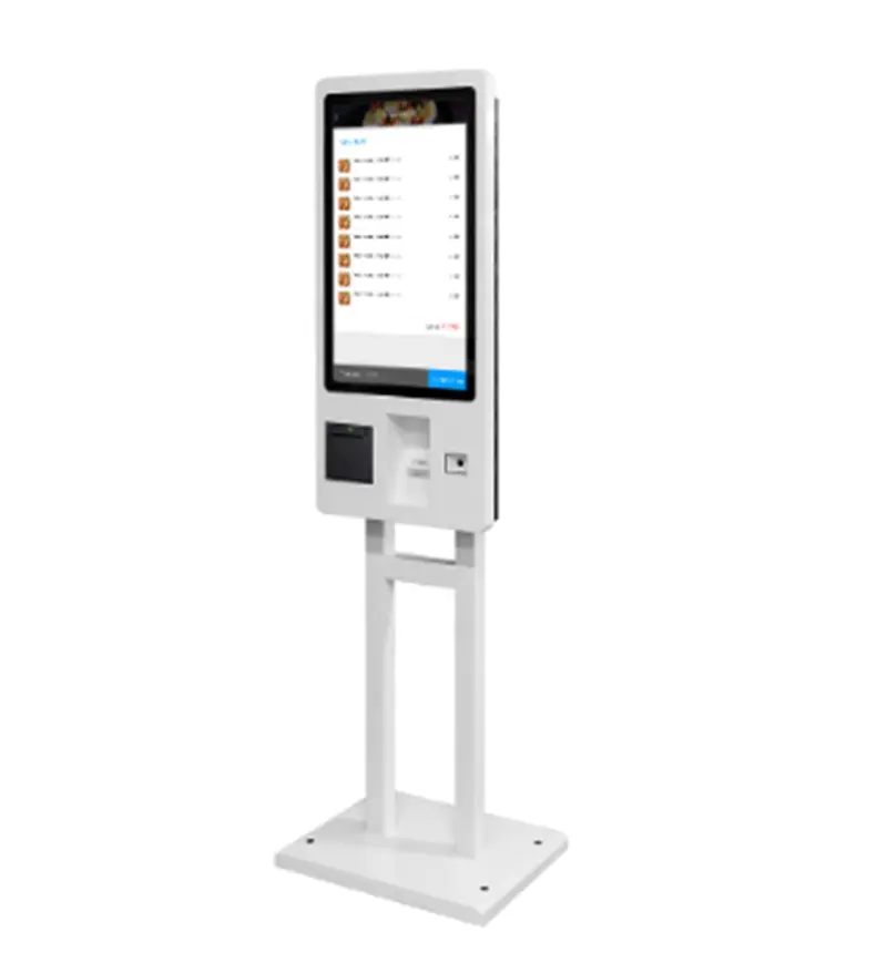 standing smart 21.5 digital signage self service menu order kiosk with QR code scanner shenzhen factory