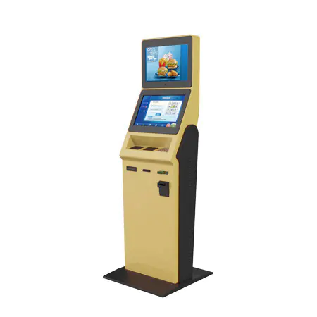 Dual screen 19 inch touch screenticket check kiosk with payment function in bus station