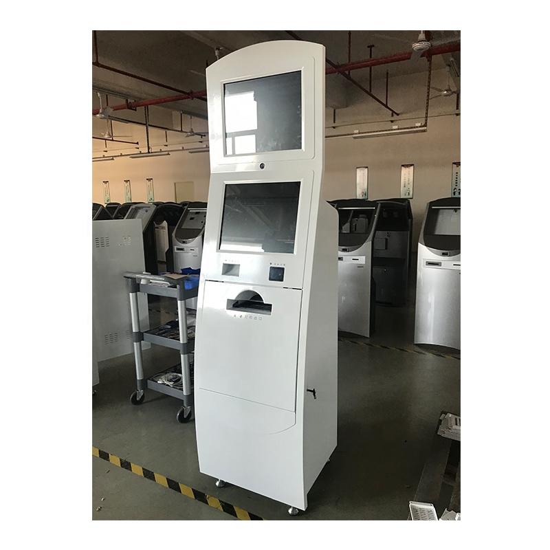 Self service register kiosk for self ordering with cash accept card dispenser android system