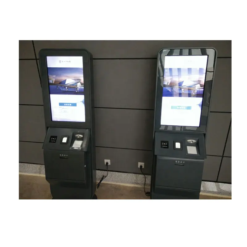 Dual screen advertising display payment kiosk for self payment with RFID barcode printer